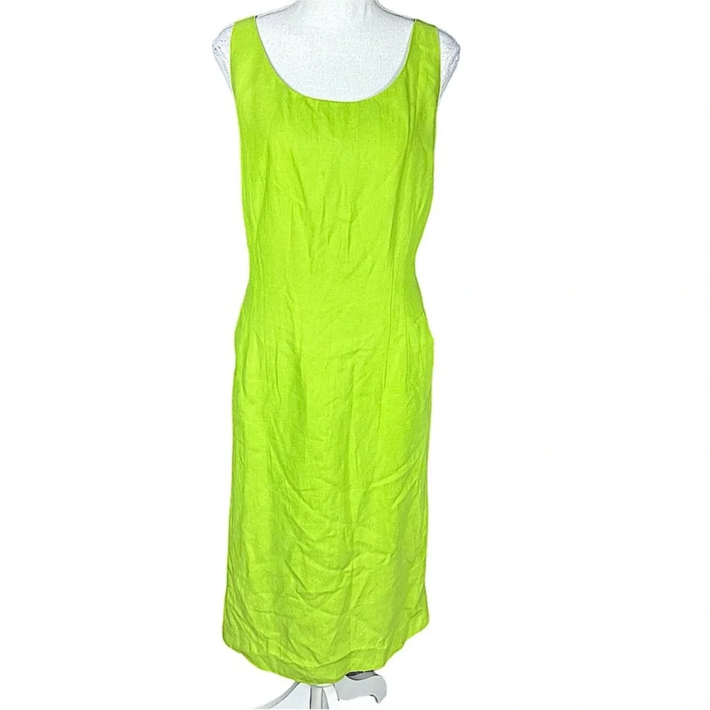 LAFAYETTE 148 NEW YORK: Green Sleeveless Midi Linen Dress &  Blazer Set -size 14